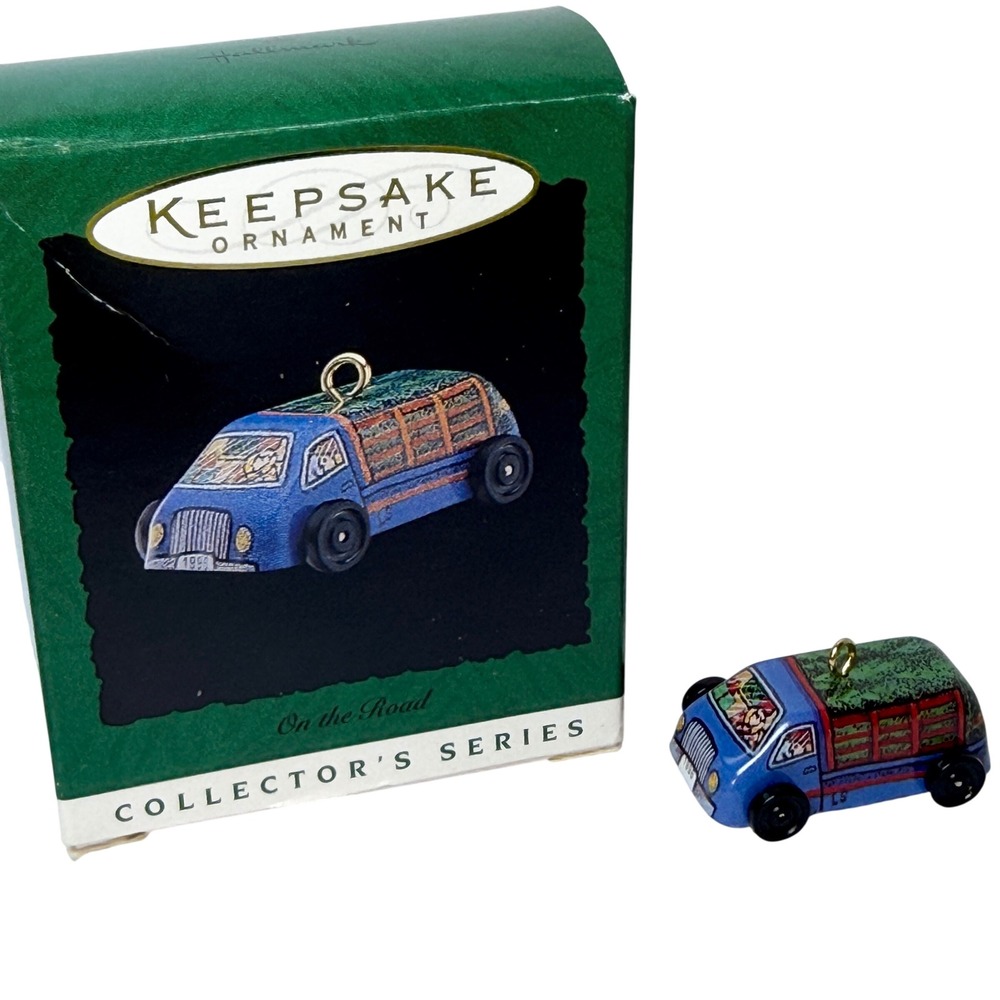 1996 Hallmark Keepsake Ornament On the Road Series 4 Blue Christmas Tree Truck